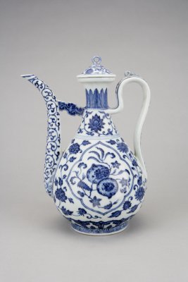 Imitation Xuan de blue three fruit grain ewer