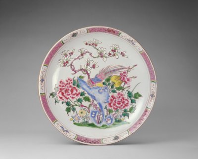 Pastel pheasant peony pattern plate