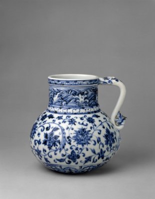 Blue and White lotus flower watering
