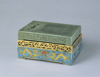 Cloisonne enamel dragon grain warm inkstone box