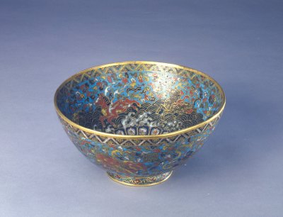 Copper sheath in hippocampus of fetal cloisonne enamel Lion drama ball Bowl