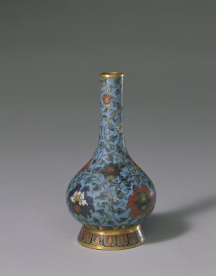 Cloisonne enamel branch lotus lines gallipot