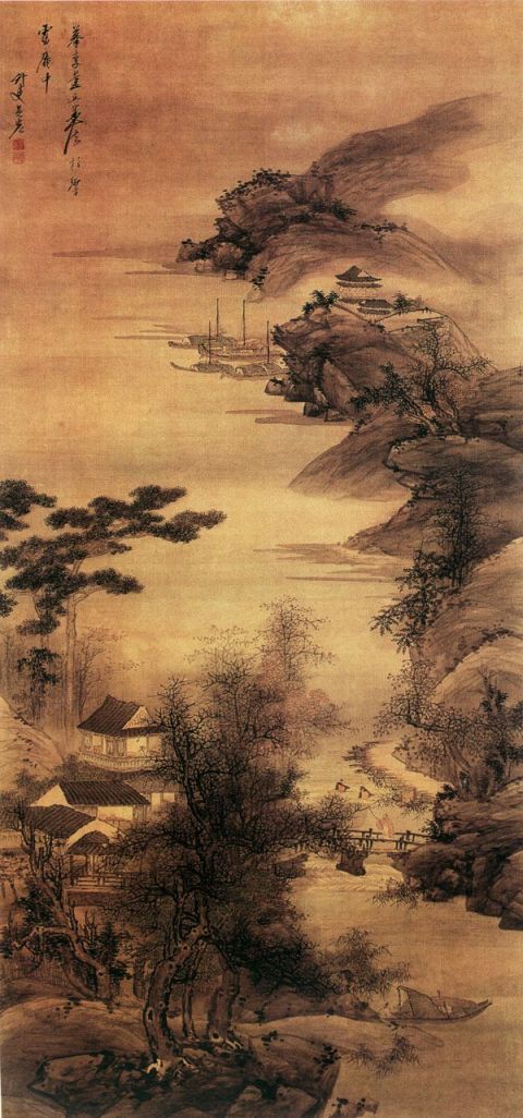 吴宏《江城秋访图》图片_吴宏国画作品欣赏-清