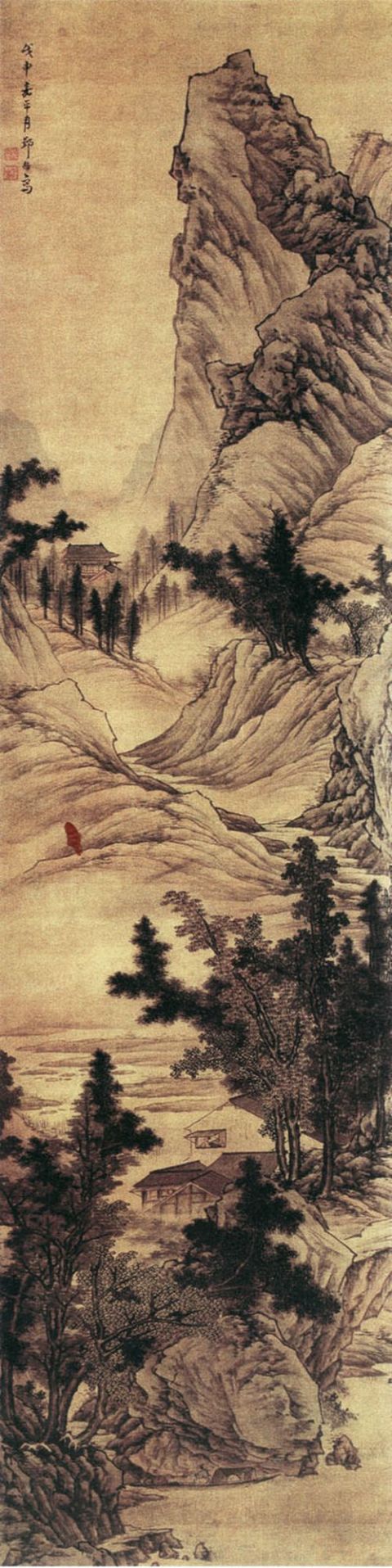 邹喆《山船白岸图》图片_邹喆国画作品欣赏-清