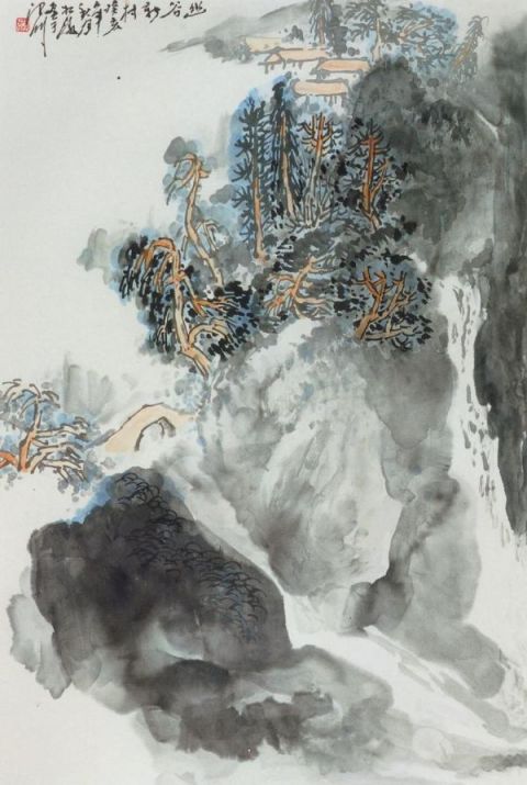 赵松涛《幽谷新村》图片_名家国画欣赏-近代