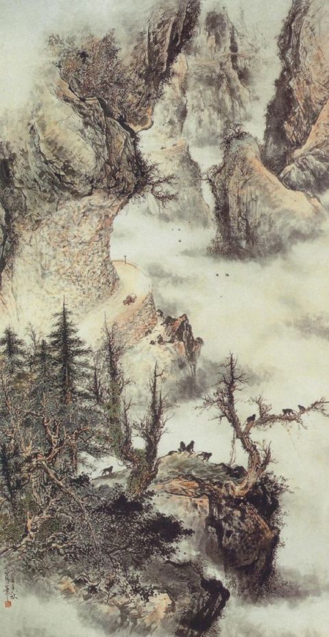 关山月《新开发的公路》图片_名家国画欣赏-近代