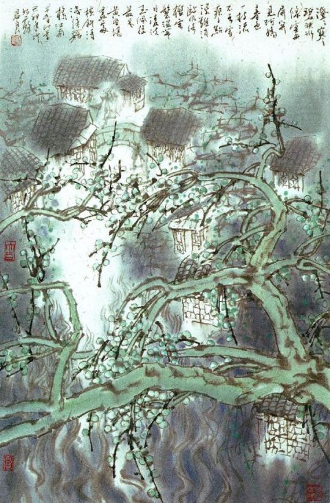 孙君良《横斜清浅傍溪桥》图片_名家国画欣赏-近代