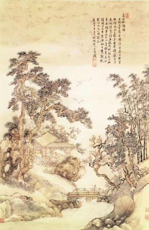  王翚《夏五吟梅图》图片_经典国画作品欣赏-清