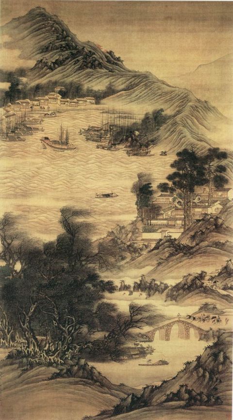  樊圻《江干风雨图》图片_樊圻国画作品欣赏-清