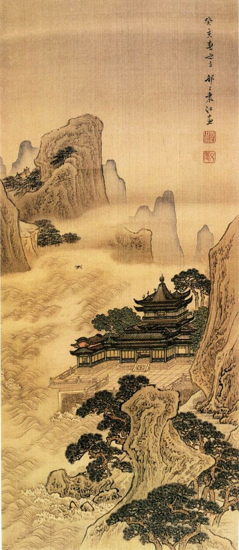 袁江《海屋沾筹图》图片_袁江国画作品欣赏-清