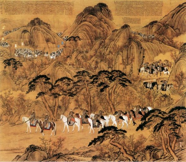 郎世宁《弘历哨鹿图》图片_郎世宁国画作品欣赏-清