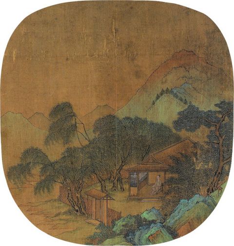 无款-柳堂闲坐