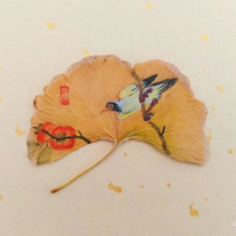 怀风银杏叶画：事事如意