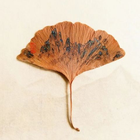 怀风银杏叶画：青绿山水